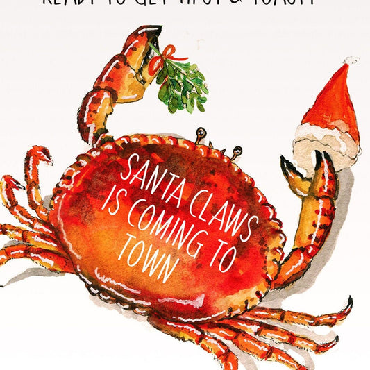 Funny Crab Santa Claws Christmas Card, Funny Holidays Card, Mistletoe Christmas Card, Christmas Humor, Funny Xmas Card Christmas Party Drink