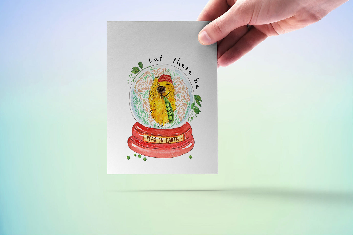 Funny Christmas Cards - Peas On Earth For Golden Retriever Dogs Lovers Gifts