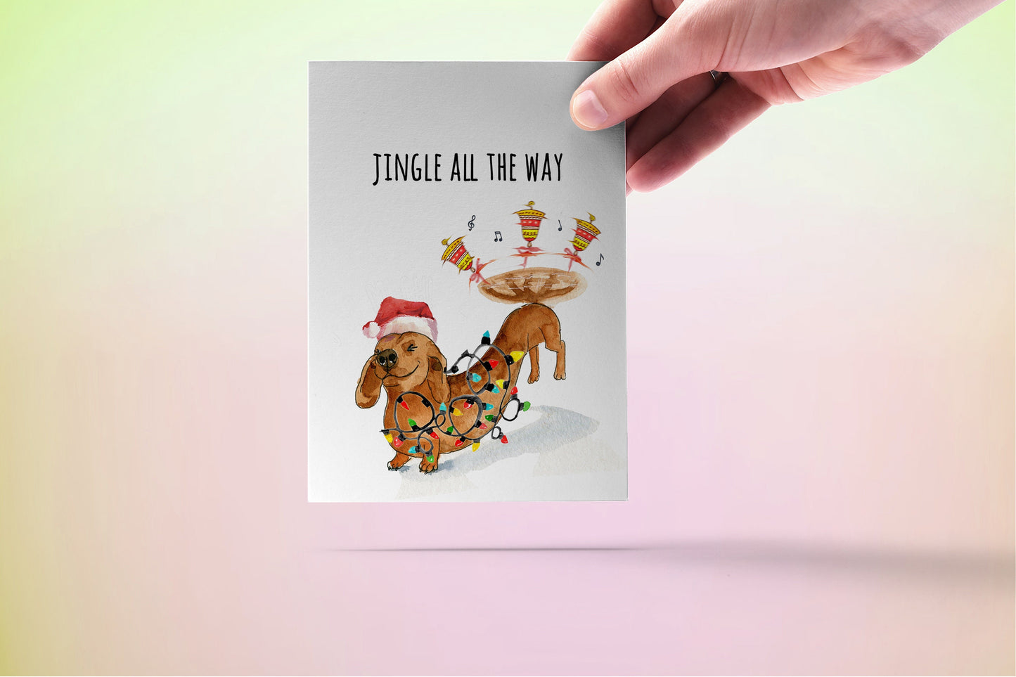 Dachshun Christmas Card Funny - Wiener Dog Jingle All The Way