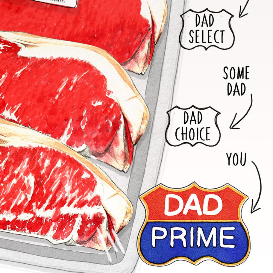 Prime Steak Fathers Day Card Funny - Barbecue Meat Lover Grill Dad Card From Daughter