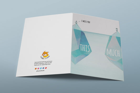 Penguins Miss You Card For Best Friends - Long Distance Relationship Gifts For Boyfriend - Penguin Love Card