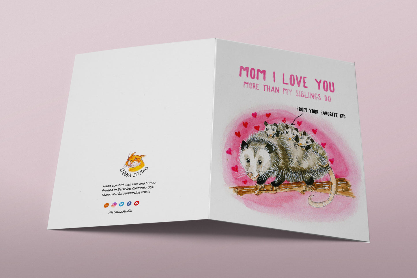 Possum Funny Mothers Day Card From Favorite Kid - Mom I Love You More Than My Siblings