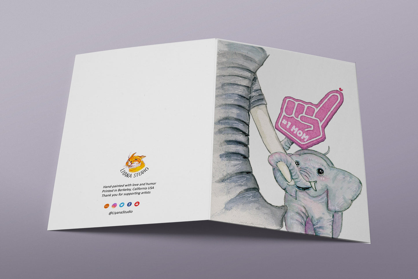 Mom And Baby Elephant Mothers Day Card Funny - Best Mom Gift Foam Finger Cheerleader