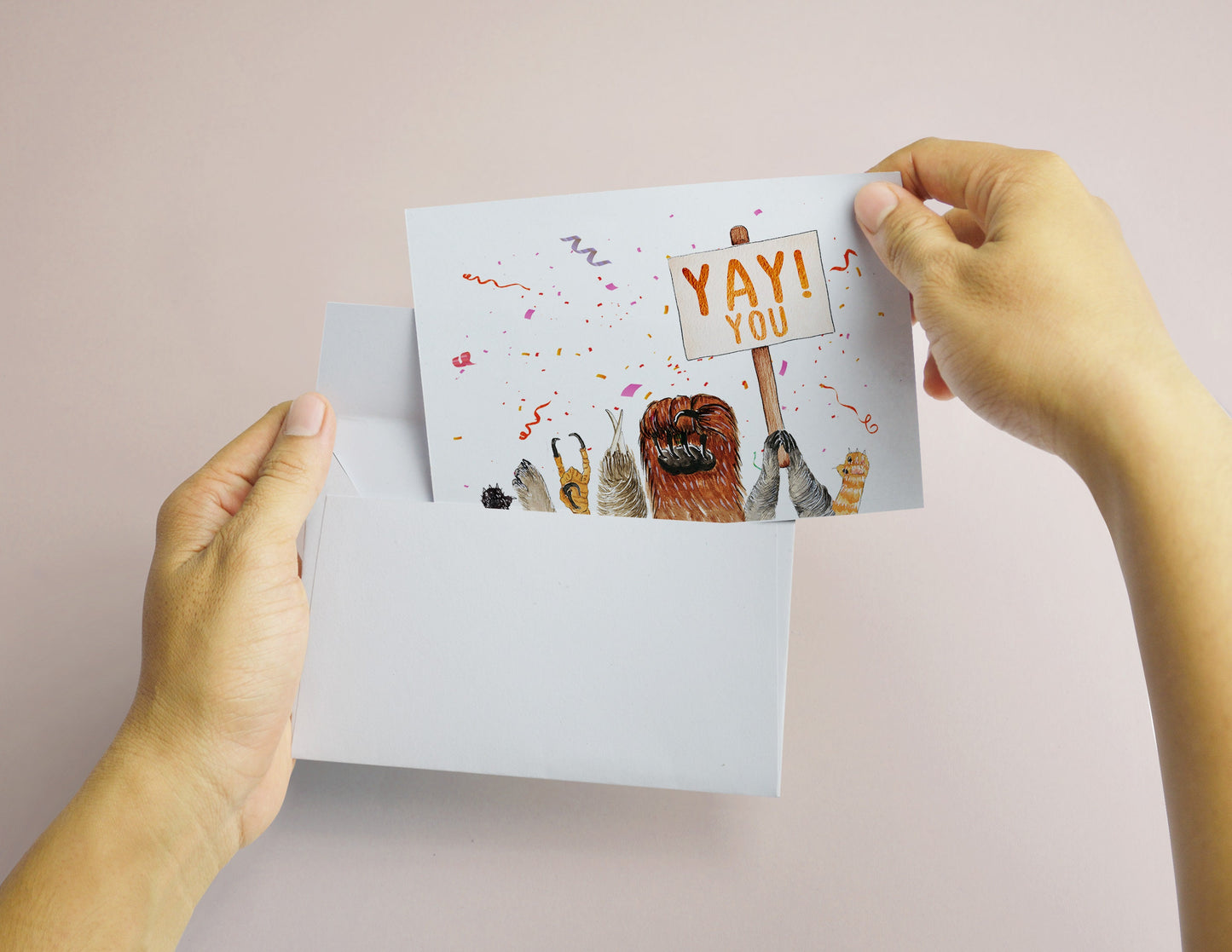 Congrats Graduation Cards - Animals Paws Funny Congratulations Card - Yay You - From Cat Dog Eagle Bear Raccoon Sloth