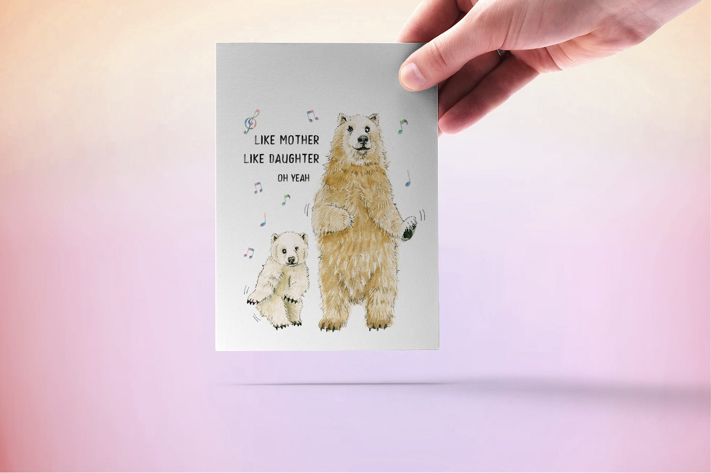 Polar Bear Funny Mother's Day Card - Like Mother Like Daughter Oh Yeah - Bear Mama And Baby Cub Dance