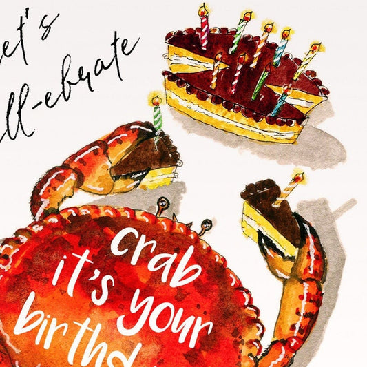 Crab Cake Birthday Cards Funny - Shell-ebration Punny Birthday Gift For Best Friend