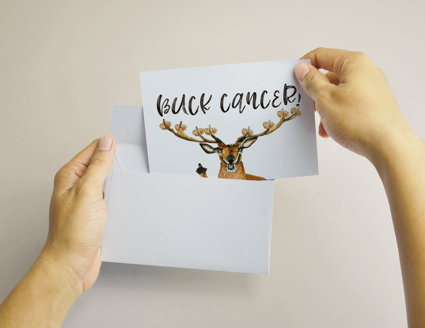 Fuck Cancer Card, Funny Deer Buck Off Get Well Soon Card