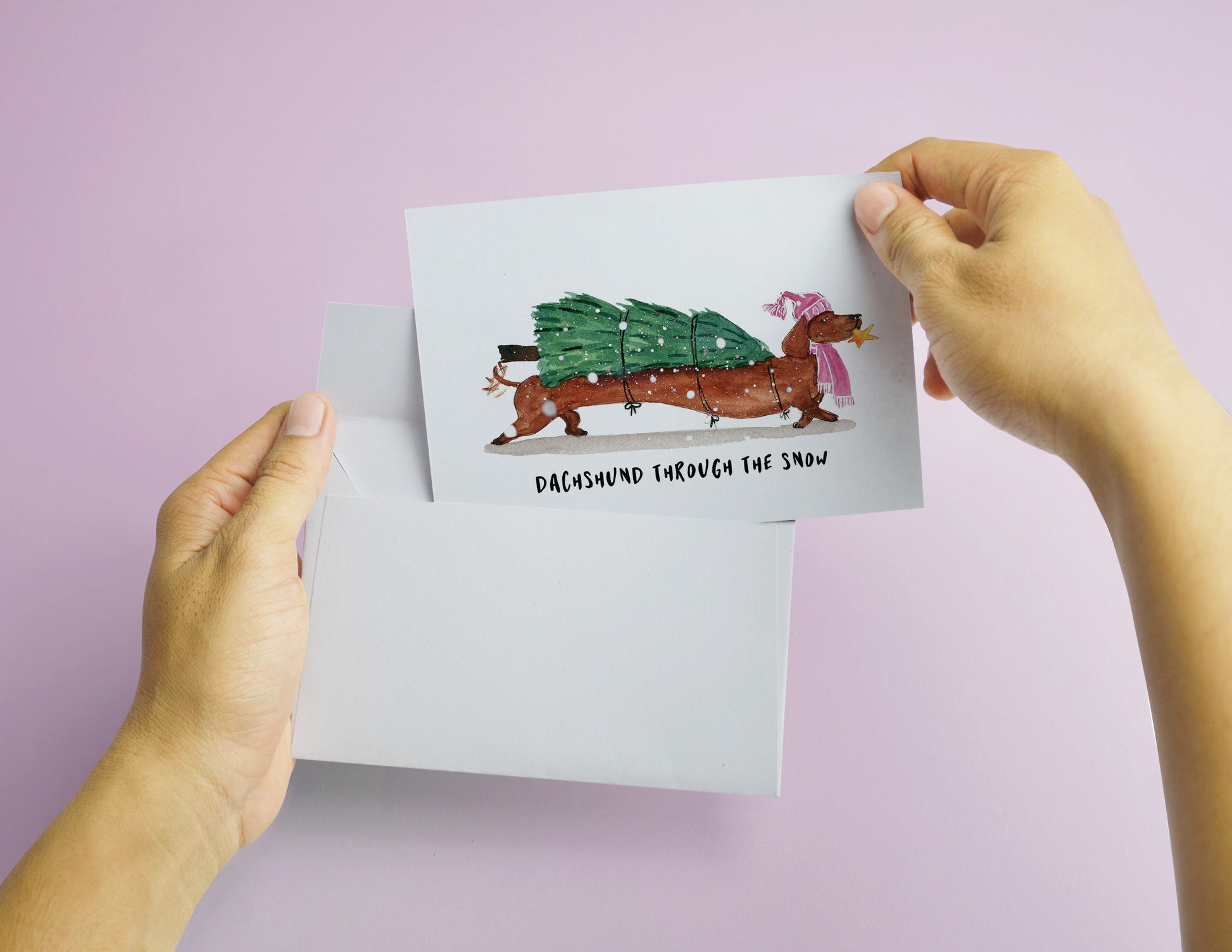 Dachshund Christmas Card - Dashing Through The Snow Gifts For Dog Lovers