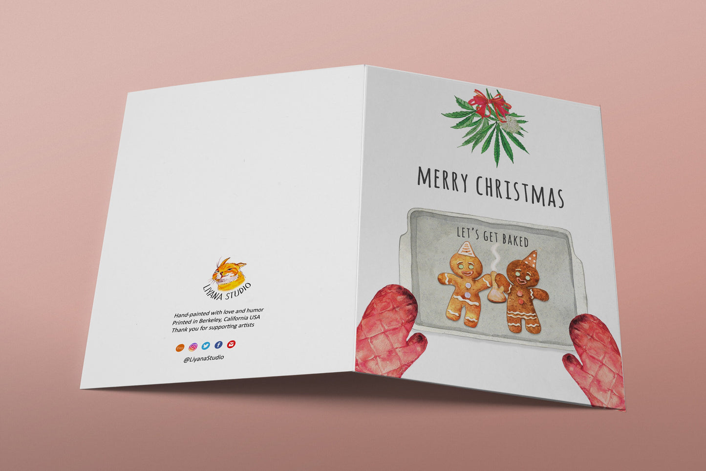 Funny Christmas Card - Gingerbread Man Let's Get Baked Stoner Gifts