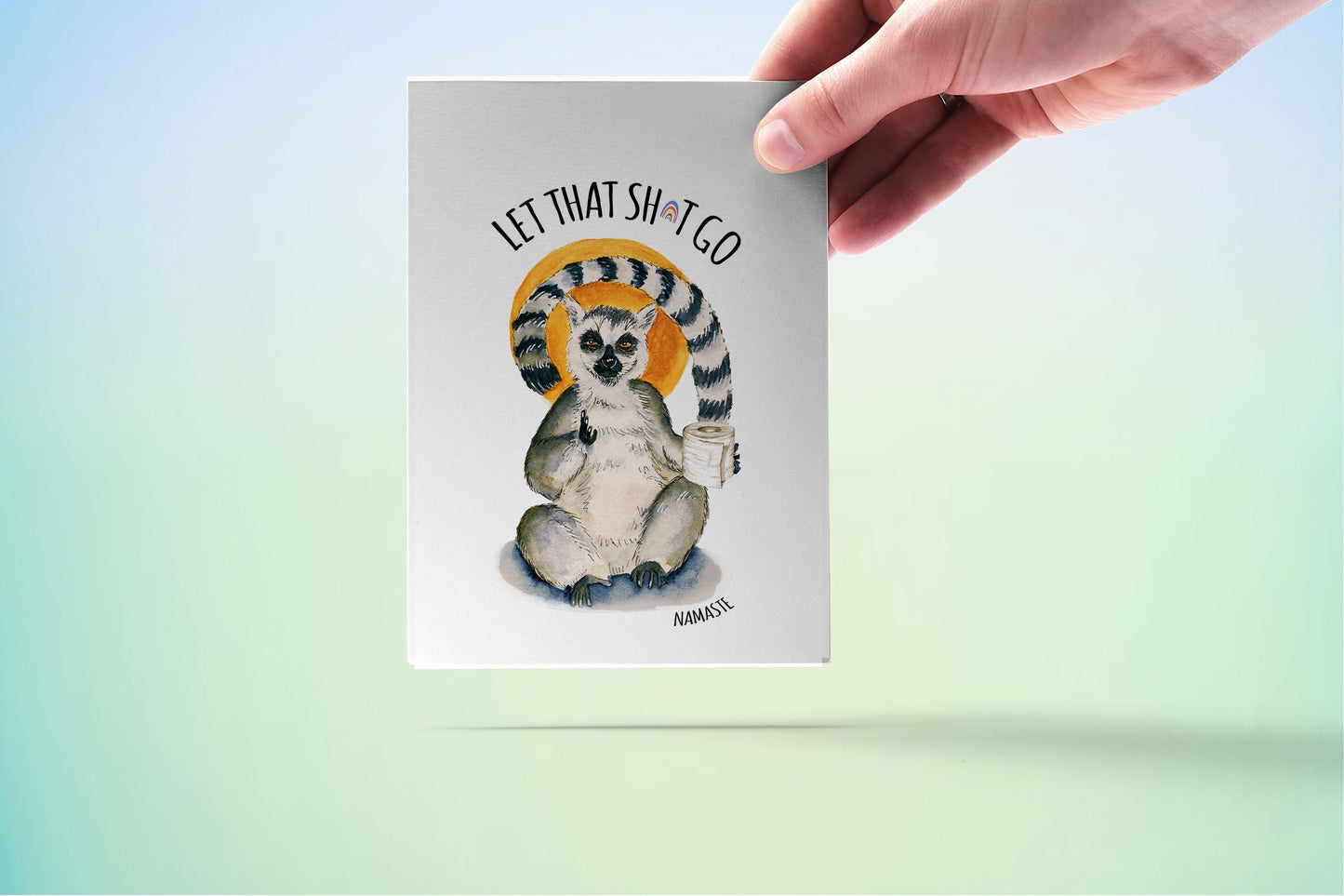 Funny Lemur Let That Shit Go Pandemic Funny Cards, Toilet Paper Funny Gift, Quarantine Card For Friends, Toilet Paper Gift, Social Distance