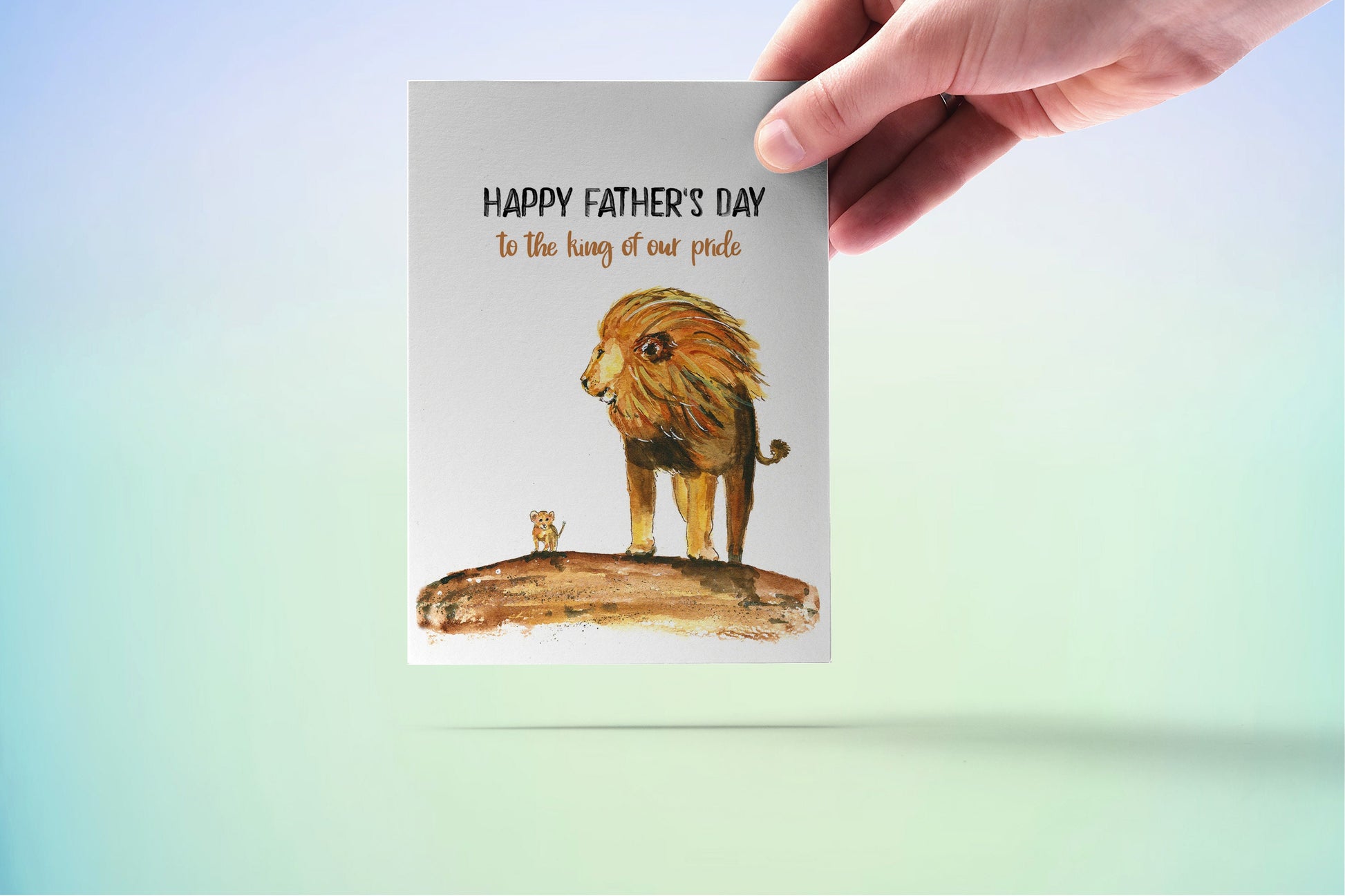 Lion Dad And Baby Cub Fathers Day Card From Kid - To The King Of Our Pride - Personalized Fathers Day Gift From Wife