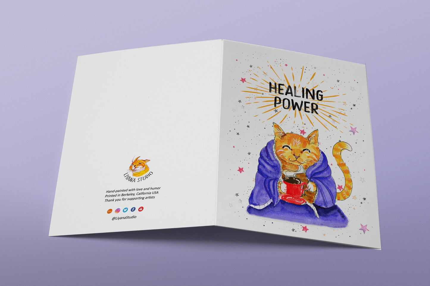 Cat Funny Get Well Soon Card - Healing Power Pet Sympathy Gifts