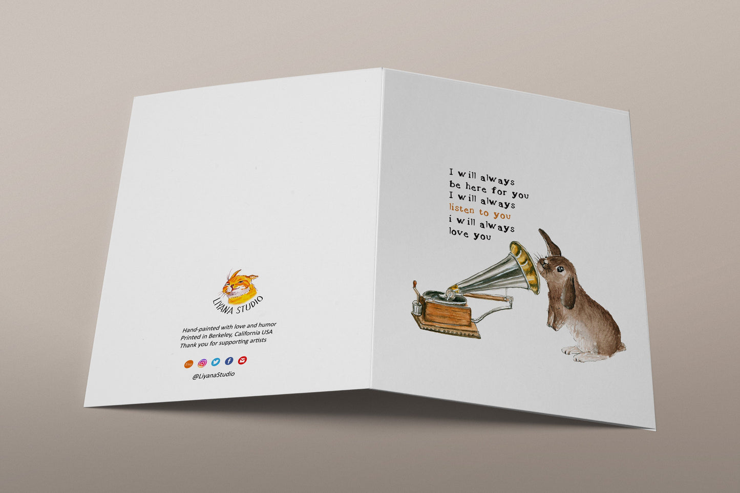 Bunny Valentines Card For Her - Rabbit love Anniversary card For Boyfriend - I will Listen To You Love Gift From Him