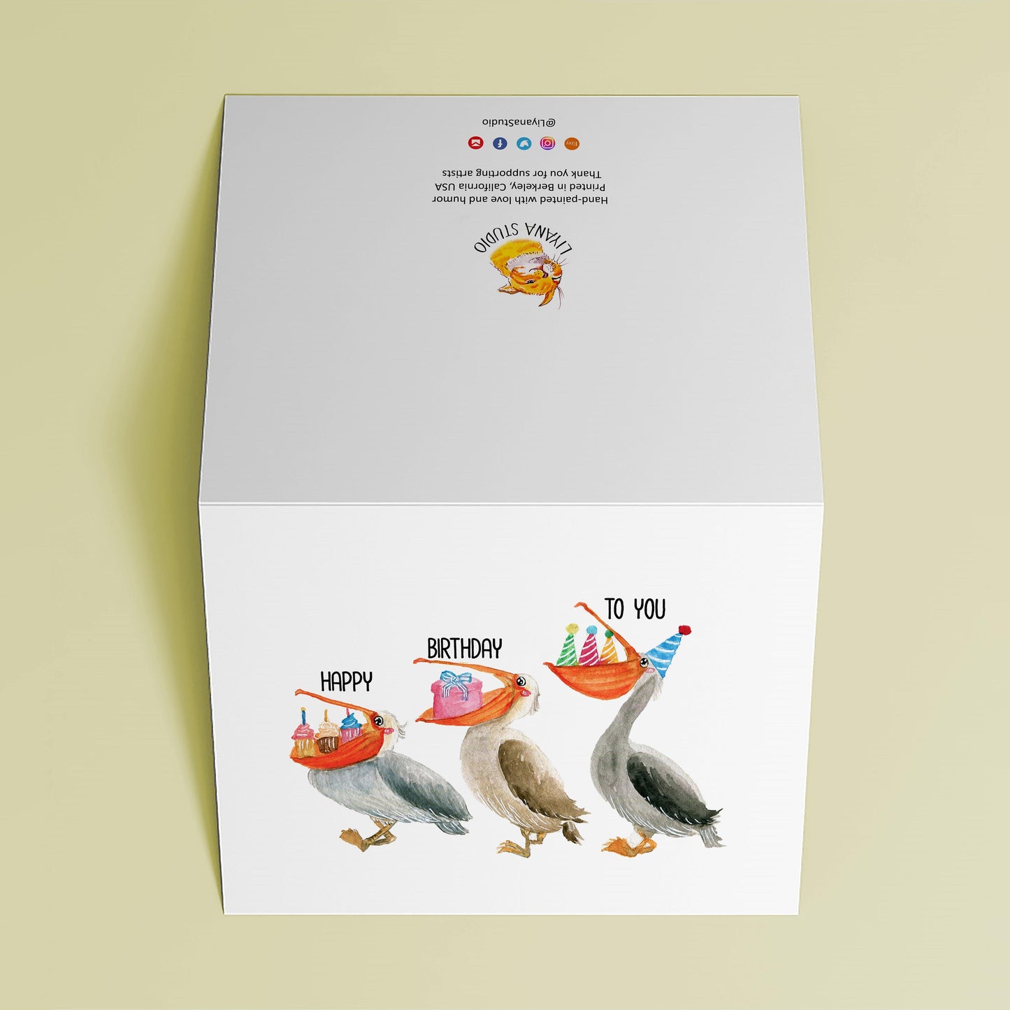 Pelican Birds Birthday Card