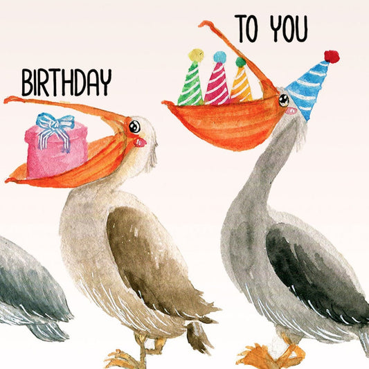 Pelican Birds Birthday Card