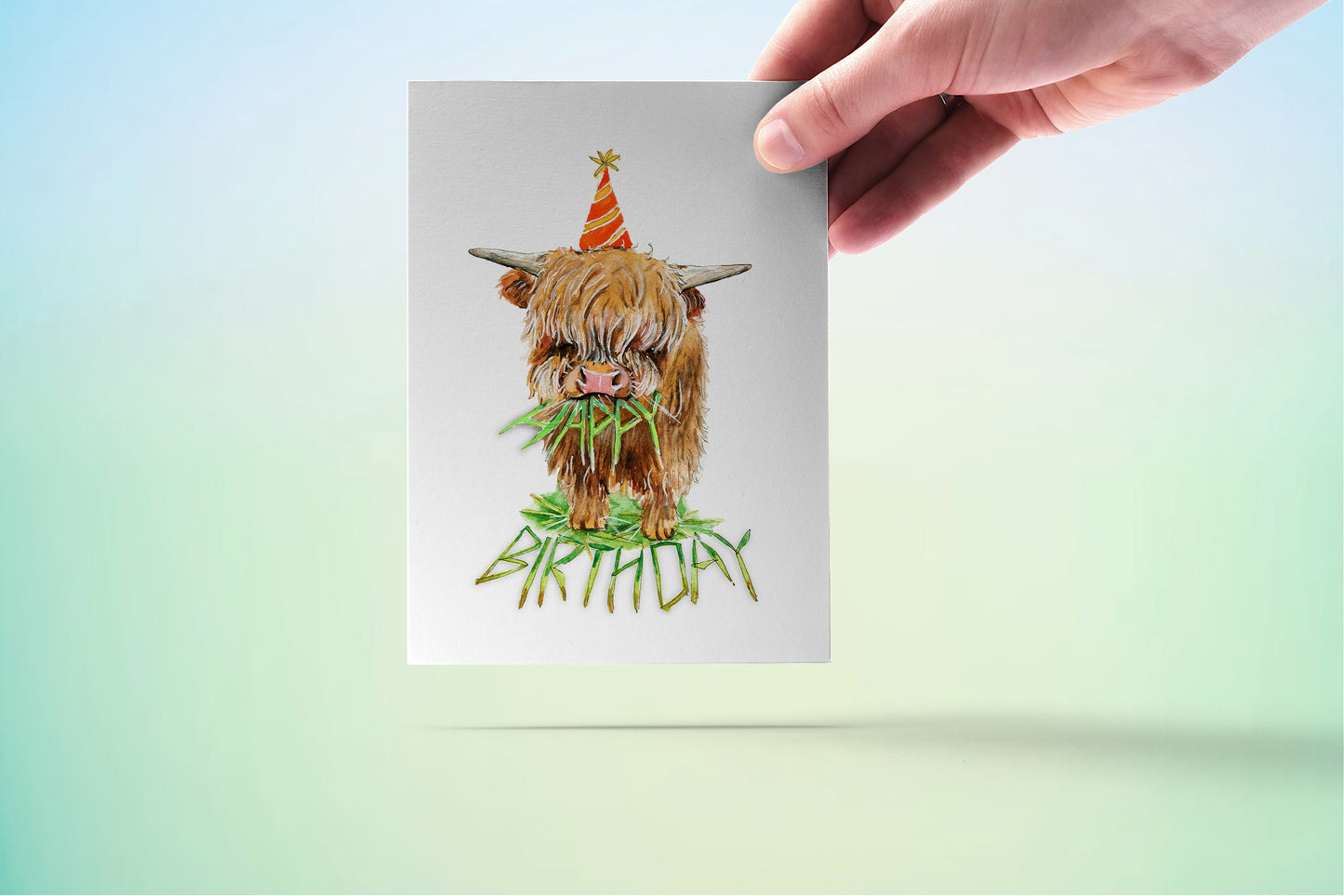 Highland Cow Vegan Birthday Card Funny - Favorite Herbivore Vegetarian Birthday Cards For Best Friend