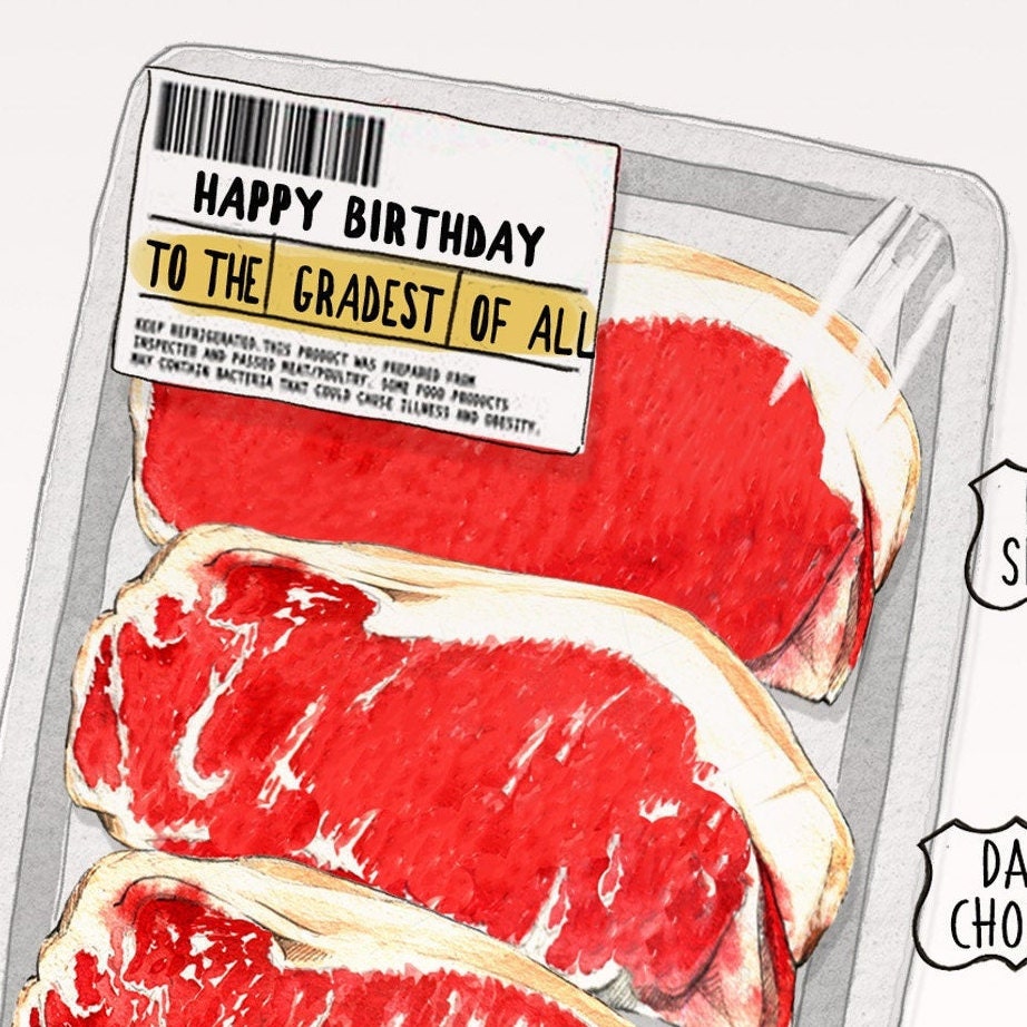 Prime Steak Fathers Day Card Funny - Barbecue Meat Lover Grill Dad Card From Daughter