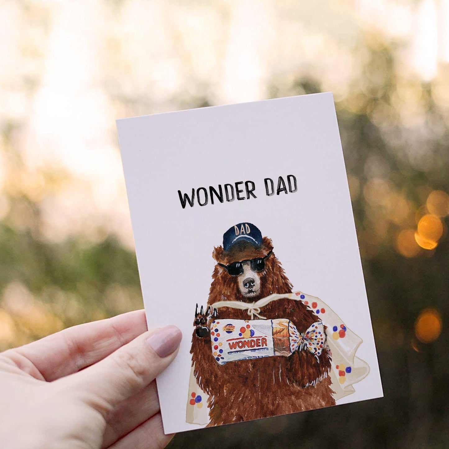 Funny Father's Day Card - Wonder Dad Birthday Card - Grizzly Bear Dad Joke