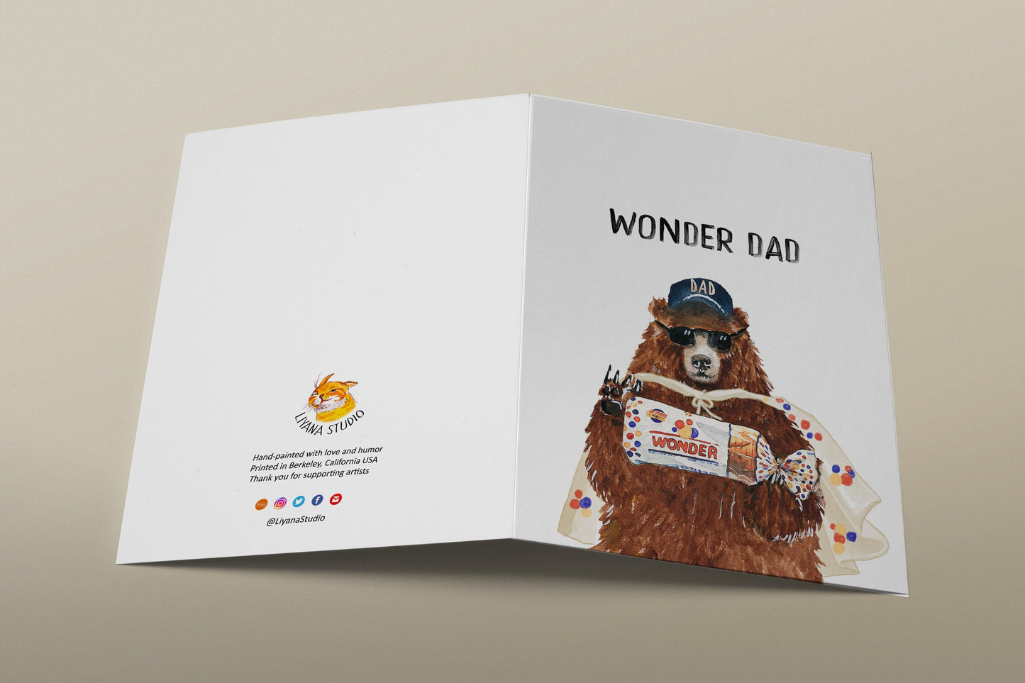 Funny Father's Day Card - Wonder Dad Birthday Card - Grizzly Bear Dad Joke