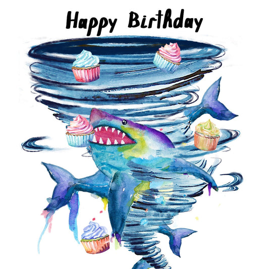 Sharks Tornado Birthday Card For Best Friend - Shark Lover Birthday Gifts