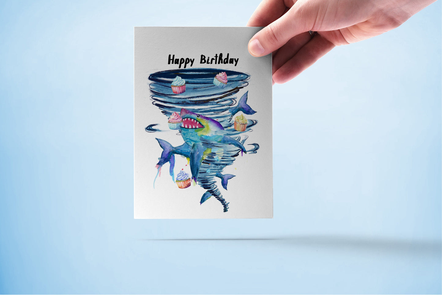 Sharks Tornado Birthday Card For Best Friend - Shark Lover Birthday Gifts