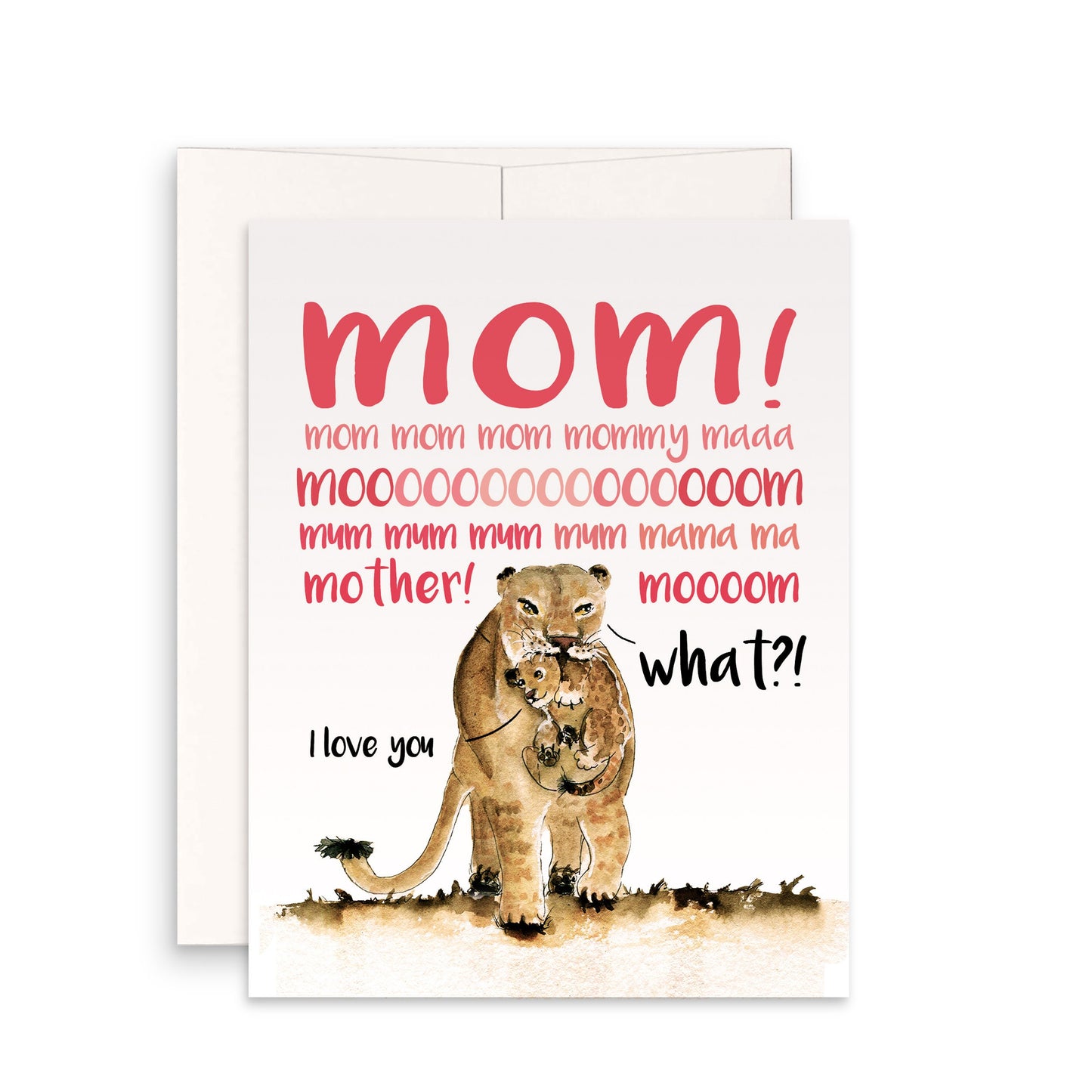 Lion Funny Mothers Day Card From Daughter - Lions Mom And Baby Birthday Card For Mom