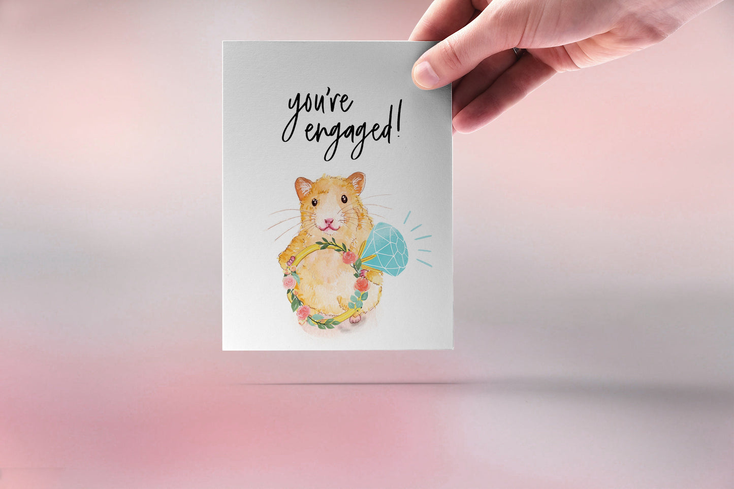 Hamster Funny Engagement Card - You Are Engaged Diamond Ring