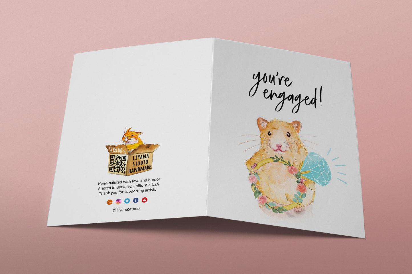 Hamster Funny Engagement Card - You Are Engaged Diamond Ring