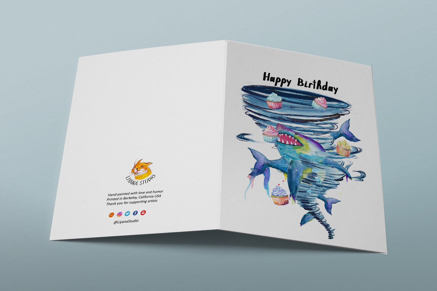 Sharks Tornado Birthday Card For Best Friend - Shark Lover Birthday Gifts
