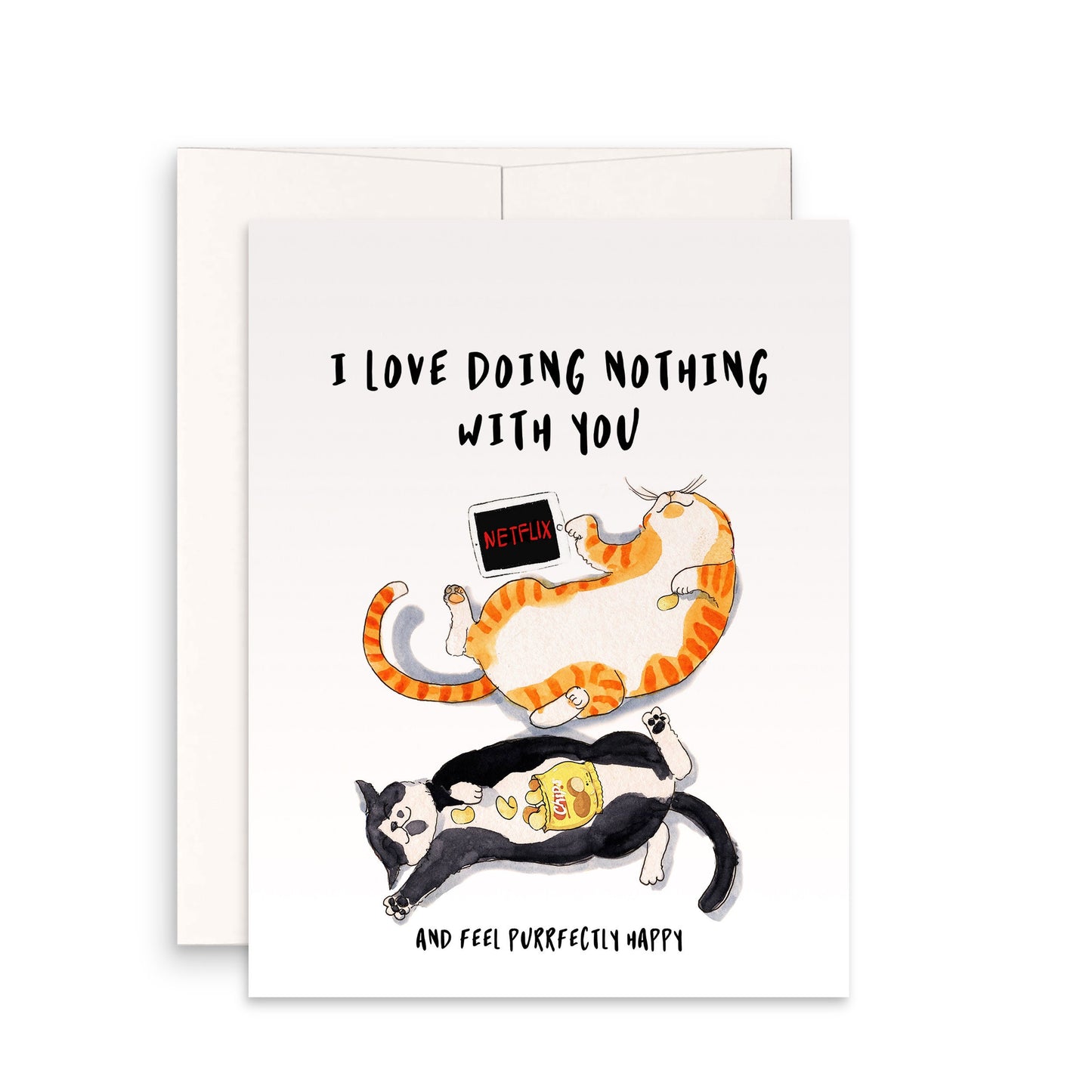 Netflix And Chill Cat Valentines Card For Boyfriend - I Love Doing Nothing With You