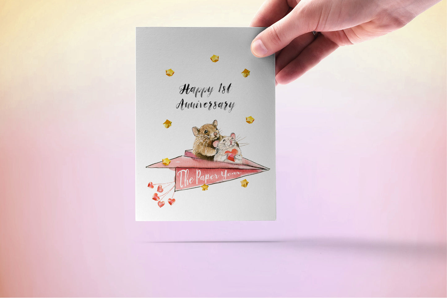 Mouse Couple Paper Anniversary Card For Husband - 1st Anniversary Gift For Boyfriend