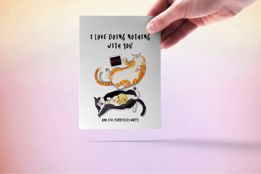 Netflix And Chill Cat Valentines Card For Boyfriend - I Love Doing Nothing With You