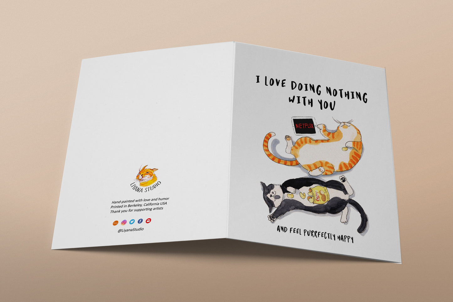 Netflix And Chill Cat Valentines Card For Boyfriend - I Love Doing Nothing With You