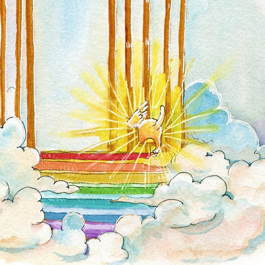 Gate Of Heaven Pet Sympathy Card - Cross the Rainbow Bridge Memorial Card For Loss Of Dog Cat