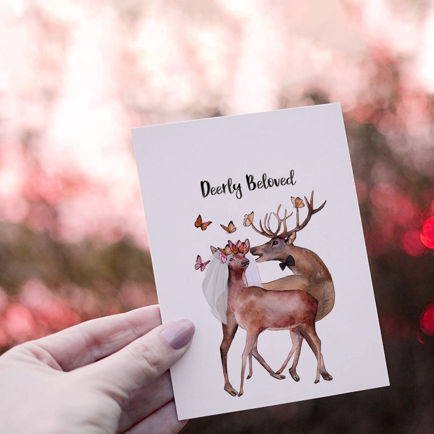 Deers Couple Wedding Cards Funny Puns - Deerly Beloved - Wedding Anniversary Cards For Husband