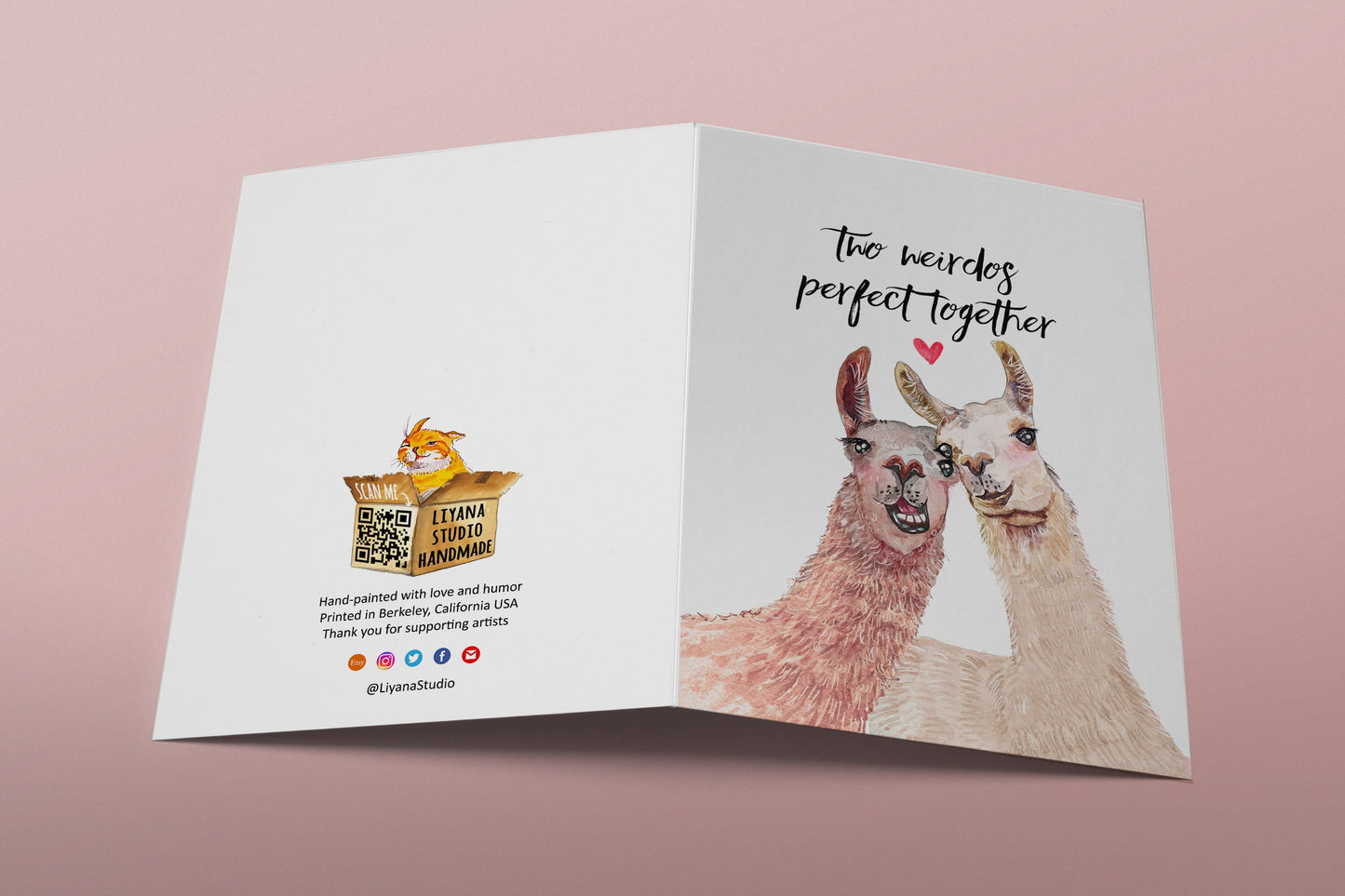 Llamas Funny Wedding Card For Friends - Two Weirdos Alpacas - Engagement Congratulations Cards For Bride And Groom - Funny Anniversary Card