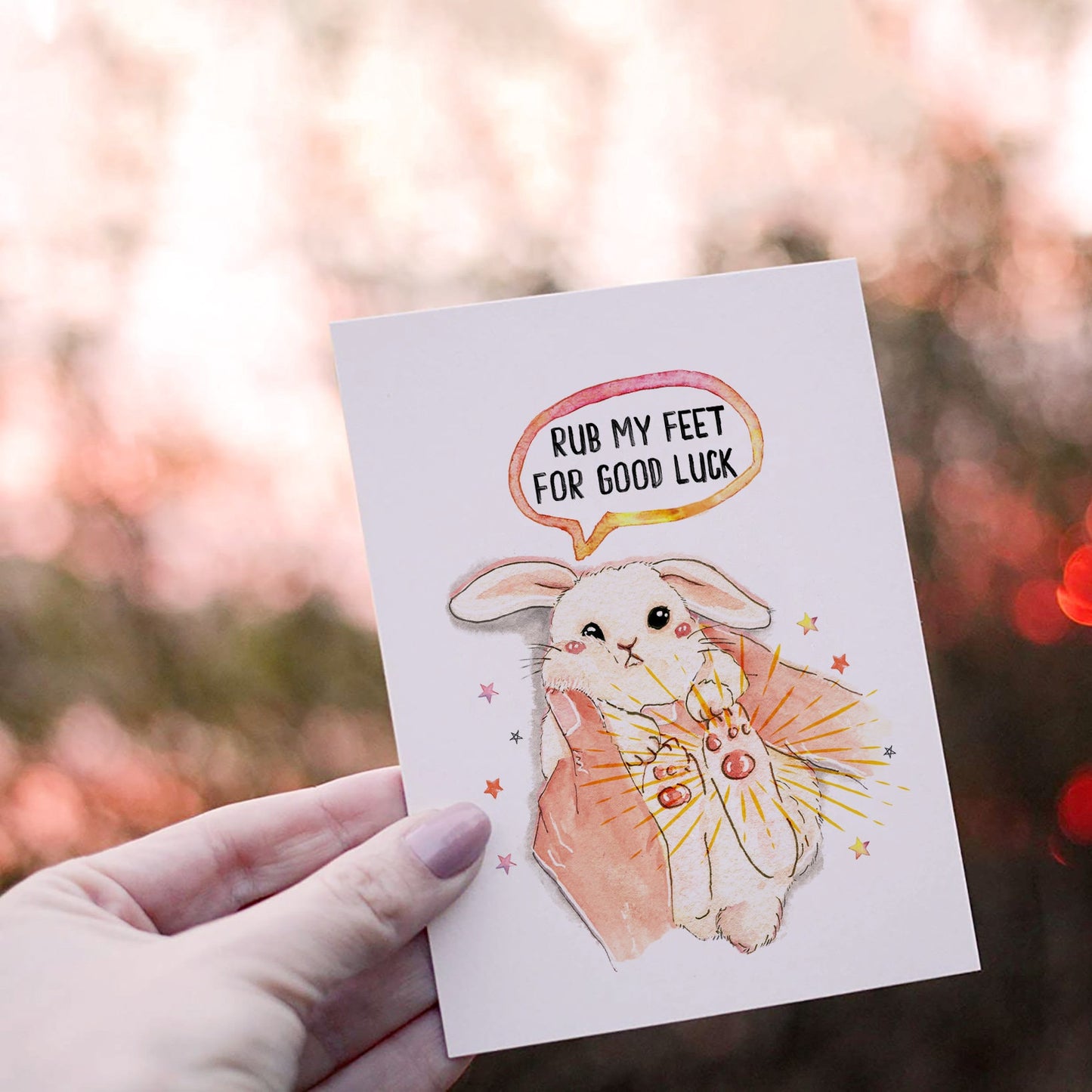 Lucky Bunny Feet Good Luck Cards For Best Friends -Rabbits Foot Lucky Gift - Funny Encouragement Cards