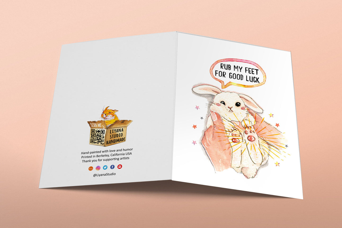 Lucky Bunny Feet Good Luck Cards For Best Friends -Rabbits Foot Lucky Gift - Funny Encouragement Cards