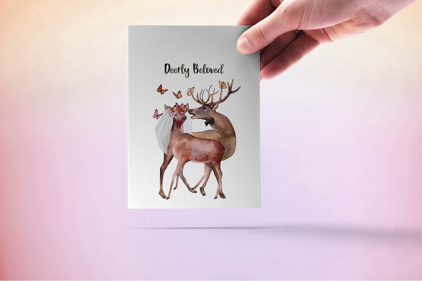 Deers Couple Wedding Cards Funny Puns - Deerly Beloved - Wedding Anniversary Cards For Husband