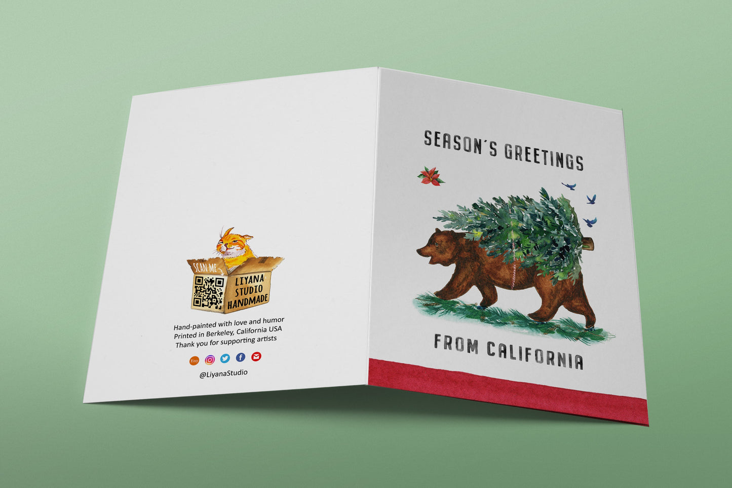 Season's Greetings From California Bear Christmas Card