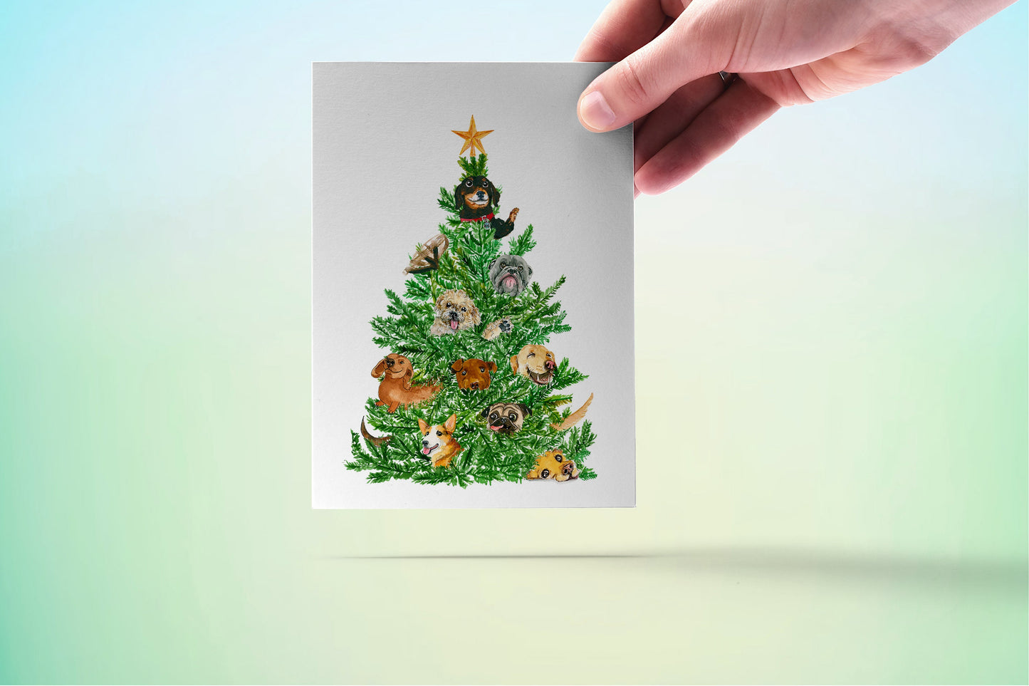 Dog Christmas Card Funny - Dogs Christmas Tree Ornaments - Dachshund Corgi Labrador Retriever Pug Pitbull Dog Lovers