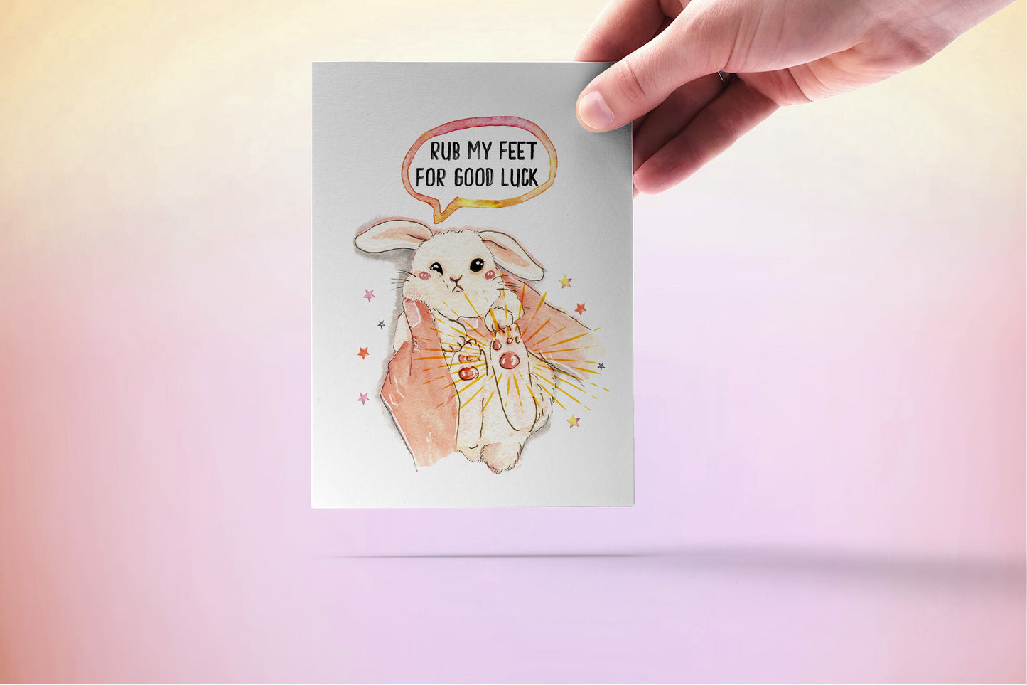 Lucky Bunny Feet Good Luck Cards For Best Friends -Rabbits Foot Lucky Gift - Funny Encouragement Cards