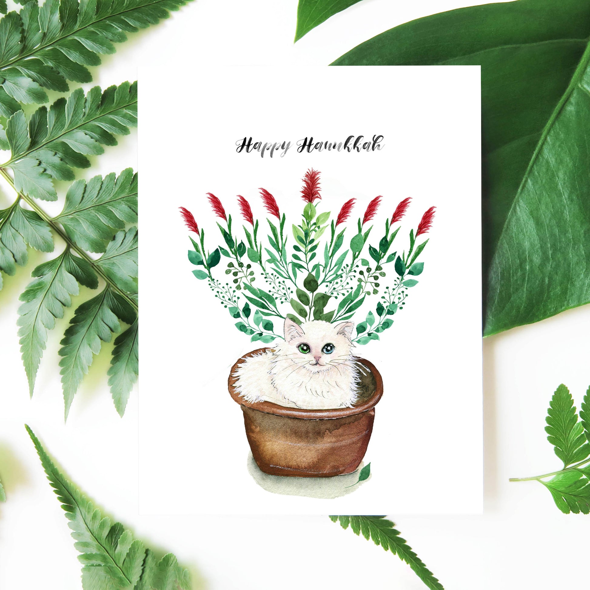 Animal Funny Hannukah Cards Set - Handmade Menorah Greeting Cards Pack - Unique Watercolor Chanukkah Arts Gift
