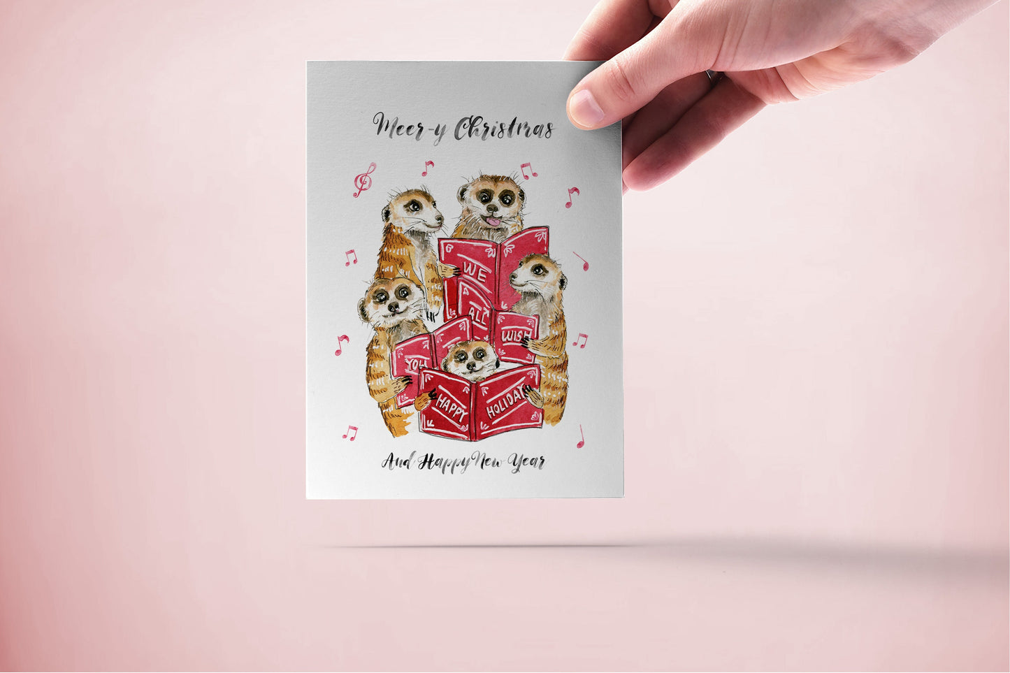Meerkats Carol Funny Christmas Cards For Friends - Coworkers Holidays Card - Merry Christmas And Happy New Year