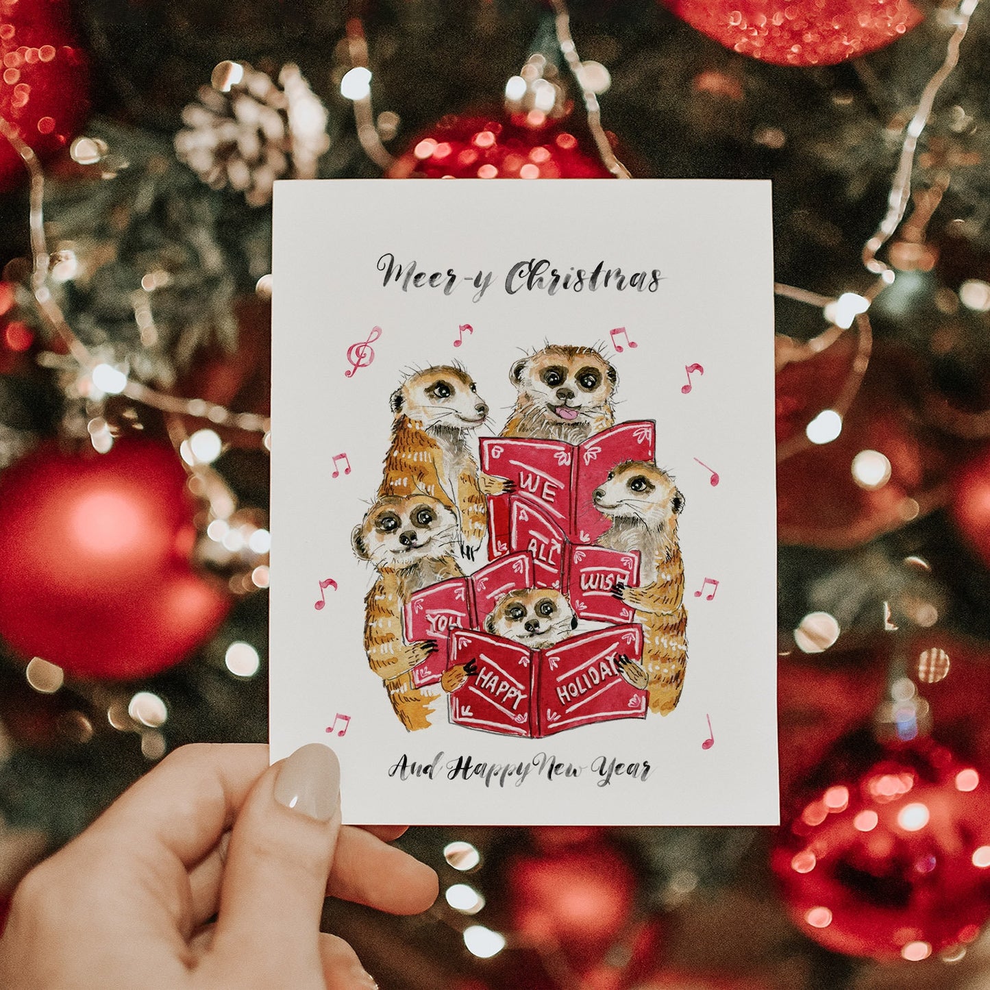 Meerkats Carol Funny Christmas Cards For Friends - Coworkers Holidays Card - Merry Christmas And Happy New Year