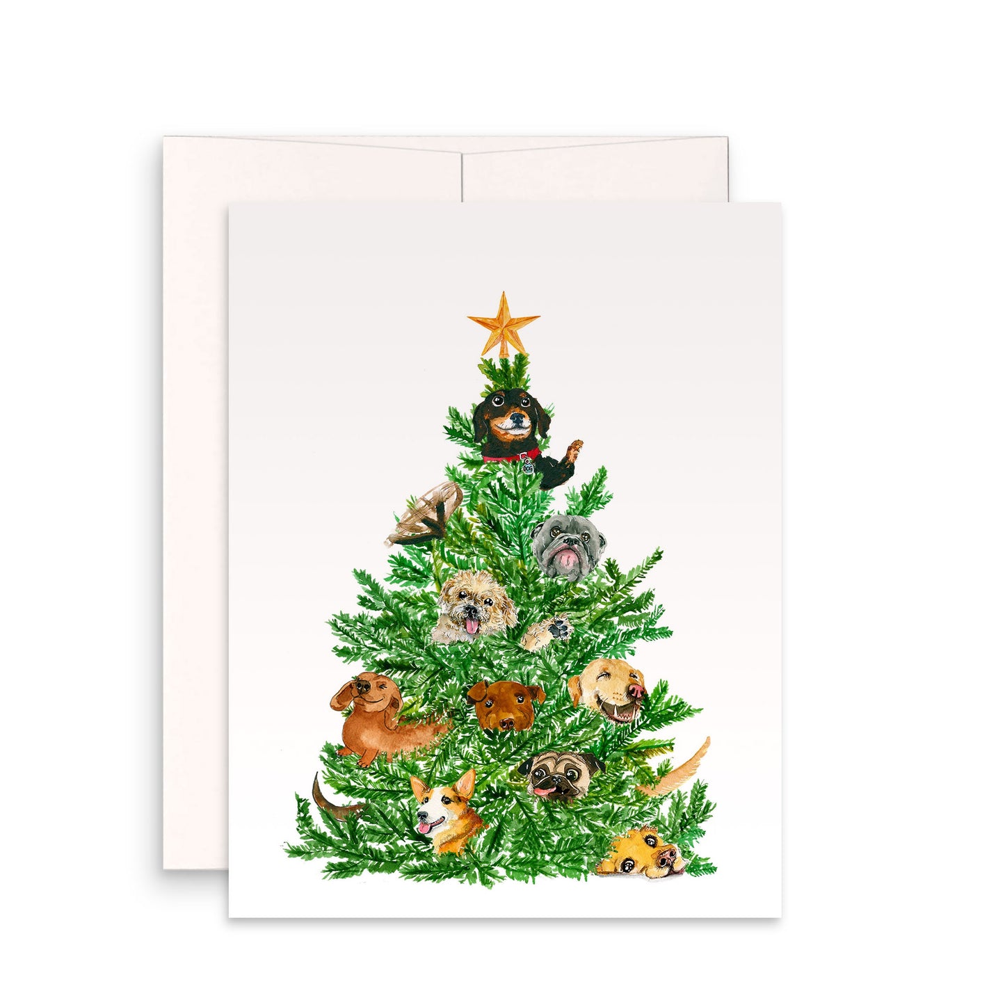 Dog Christmas Card Funny - Dogs Christmas Tree Ornaments - Dachshund Corgi Labrador Retriever Pug Pitbull Dog Lovers