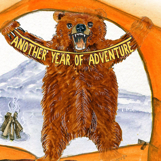 Camping Bear Birthday Cards Funny - Happy Camper Gifts - Grizzly Bear Card