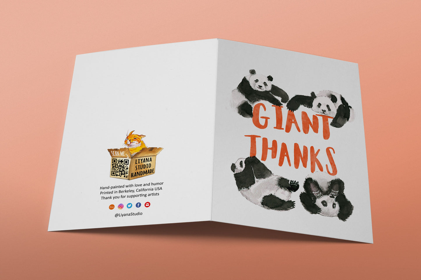Giant Panda Bear Funny Thank You Cards For Friends - Baby Shower Thank You Gift