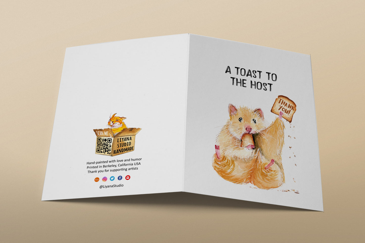 Hamster A Toast To The Host - Shower Hostess Thank You Card Funny
