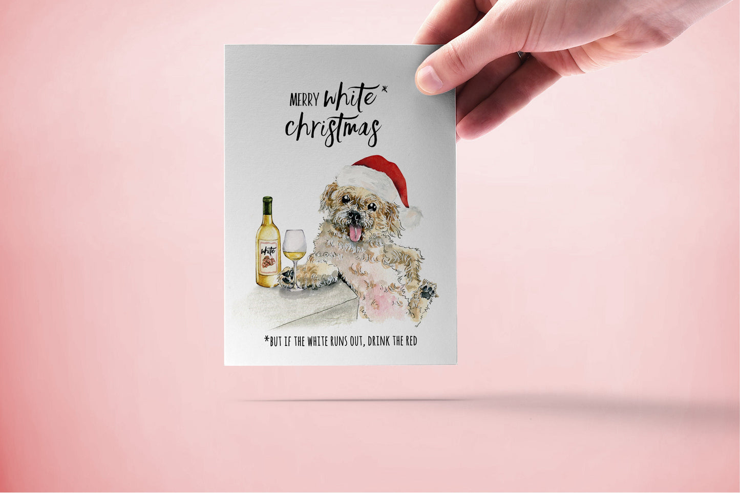 White Christmas Card Funny - Punny Holiday Wine Card For Friends